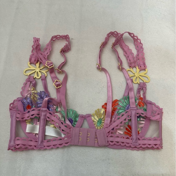 New! For Love And Lemons Gia Multicolor pastel Floral Bralette bra 51364 - Picture 13 of 14